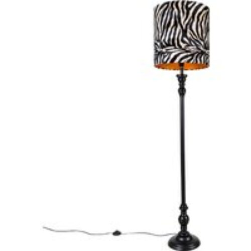 Vloerlamp zwart met kap zebra dessin 40 cm - Classico