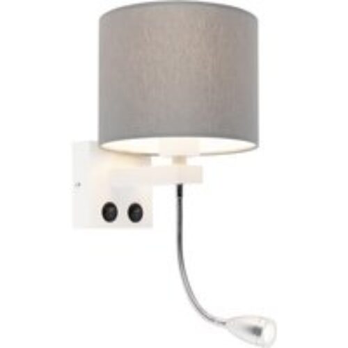 Moderne wandlamp wit met grijze kap - Brescia