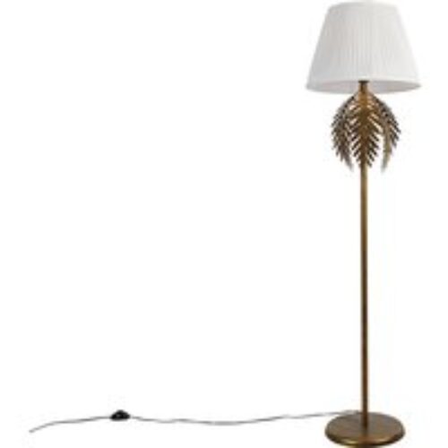 Vloerlamp goud 145 cm met velours kap groen 50 cm - Botanica