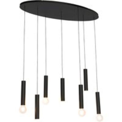 Design hanglamp zwart ovaal 7-lichts - Tuba
