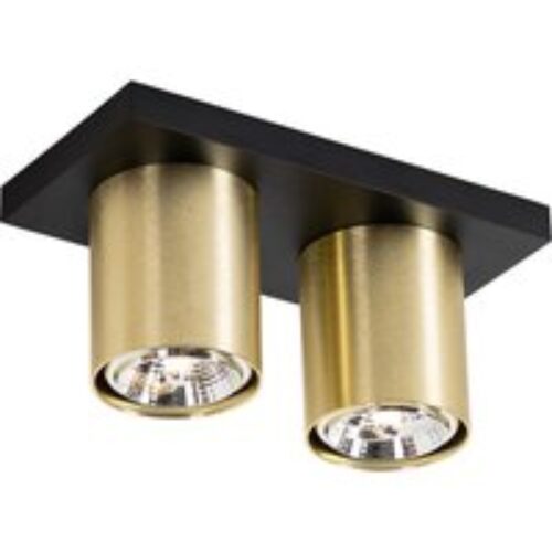 Moderne plafondspot zwart met goud 2-lichts - Tubo