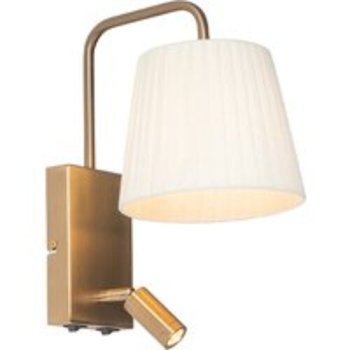Moderne wandlamp wit en brons met leeslamp - Renier
