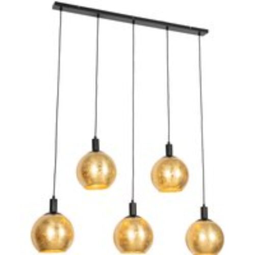 Design hanglamp zwart met goud glas - Bert