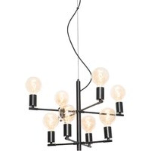 Design hanglamp zwart met goud glas 3-lichts - Bert