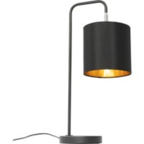 Klassieke plafondlamp zwart met lampenkap goud 3-lichts - Nona