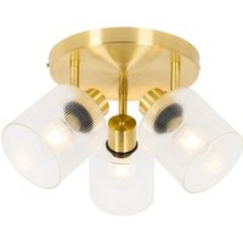 Klassieke plafondlamp goud met opaal glas 3-lichts - Inez