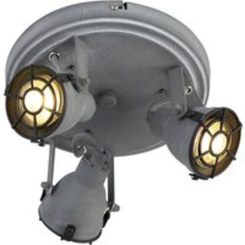 Klassieke vloerlamp staal met grijze kap en leeslampje - Retro