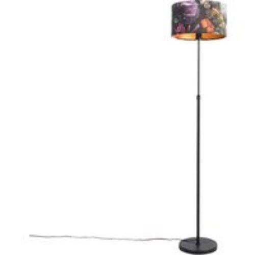 Design hanglamp zwart met messing en amber glas 3-lichts - Zuzanna