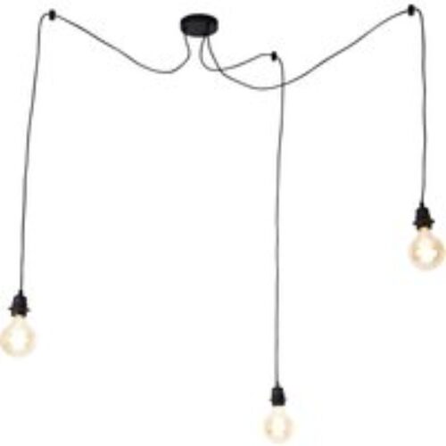 Art Deco hanglamp zwart met Amber glas 8-lichts - Uvas