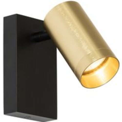 Industriële plafondlamp zwart met goud 15 cm verstelbaar - Magnax