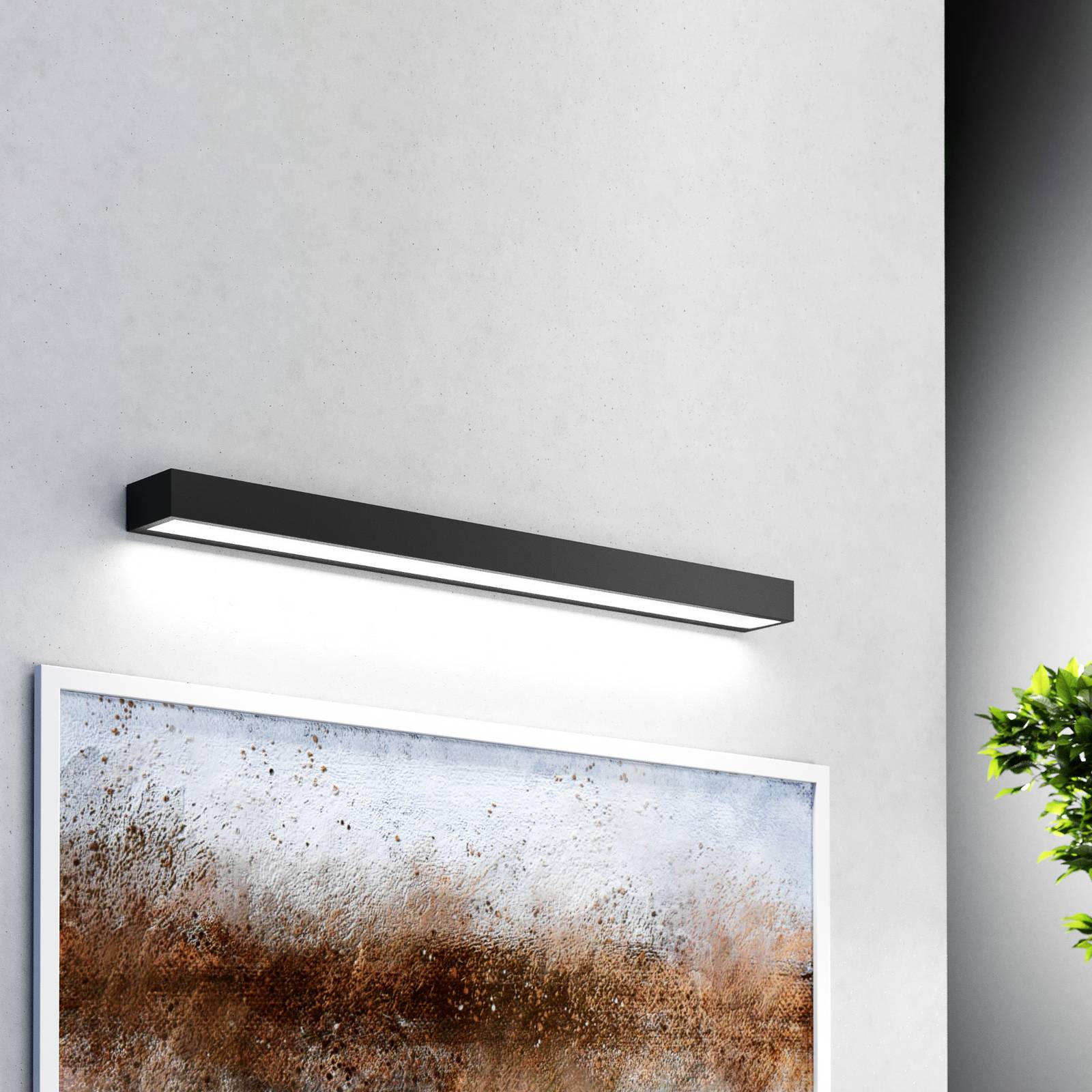 MCJ Vola badkamer wandlamp, IP44, zwart, 4.000 K, breedte 80 cm – Lampen24