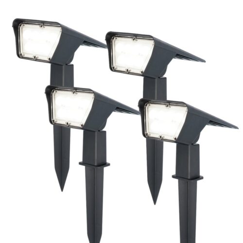 HOFTRONIC™ 4x Odessa LED Solar Tuinspot Prikspot 6000K daglicht wit IP65 waterdicht