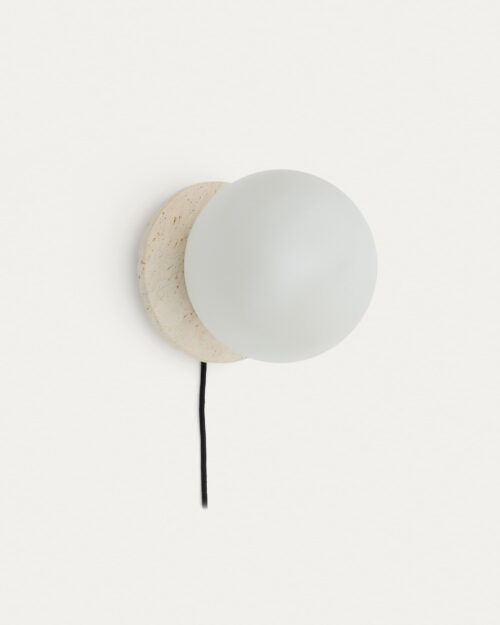Kave Home Wandlamp Malachi Travertin en glas - Wit