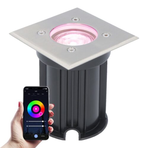V-TAC Smart LED Grondspot - Vierkant - RVS - RGBWW - 5 Watt - IP65 straal waterdicht - 2 jaar garantie
