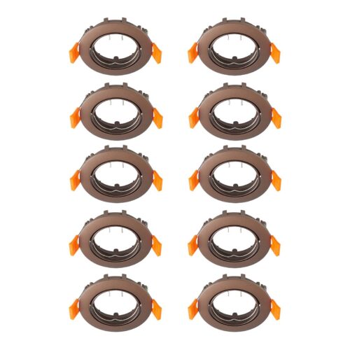 Prios plafond inbouwlamp Fibur, brons, zink, Ø 8.2cm, 10 stuks - Lampen24