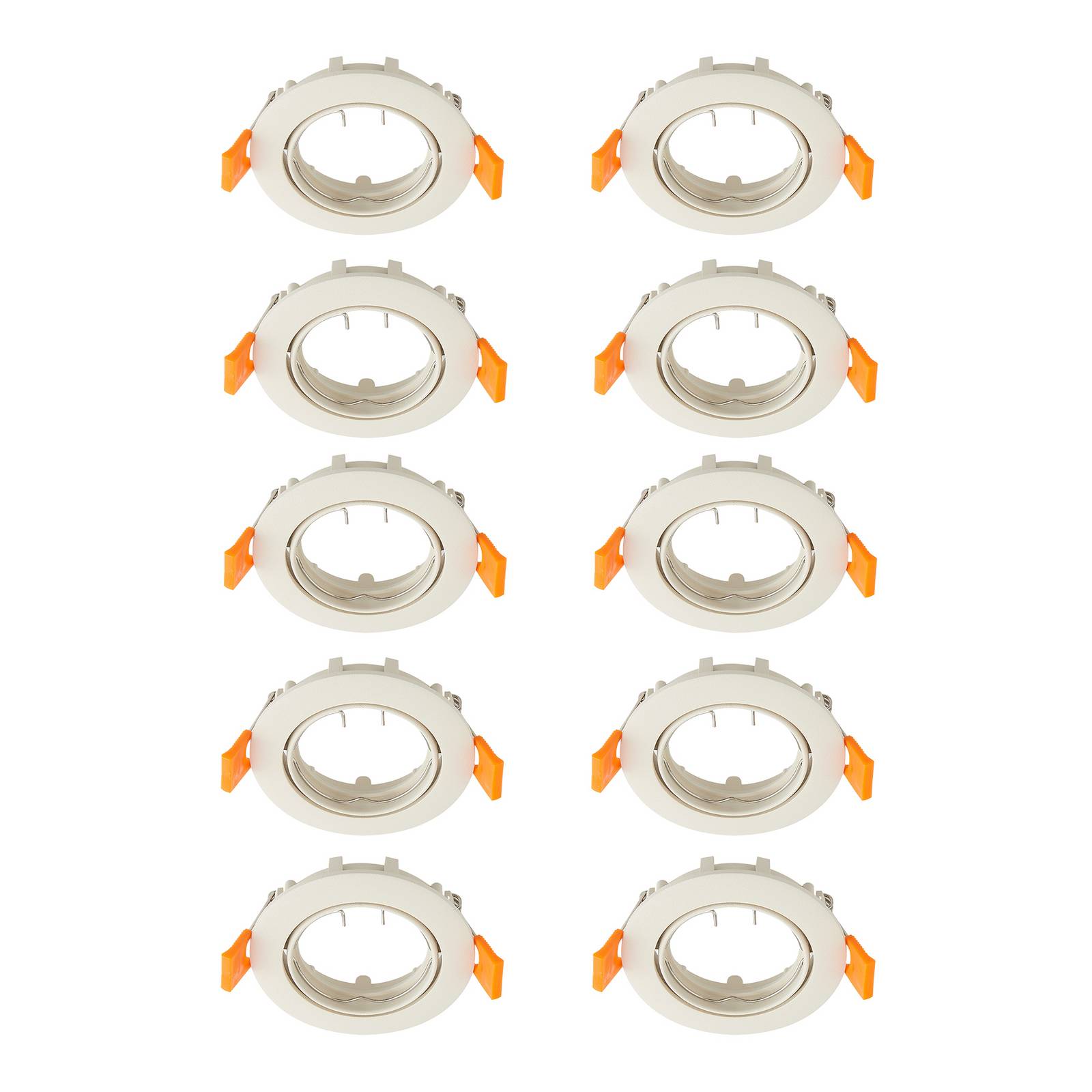 Prios plafond inbouwlamp Fibur, beige, zink, Ø 8,2 cm, 10 stuks - Lampen24