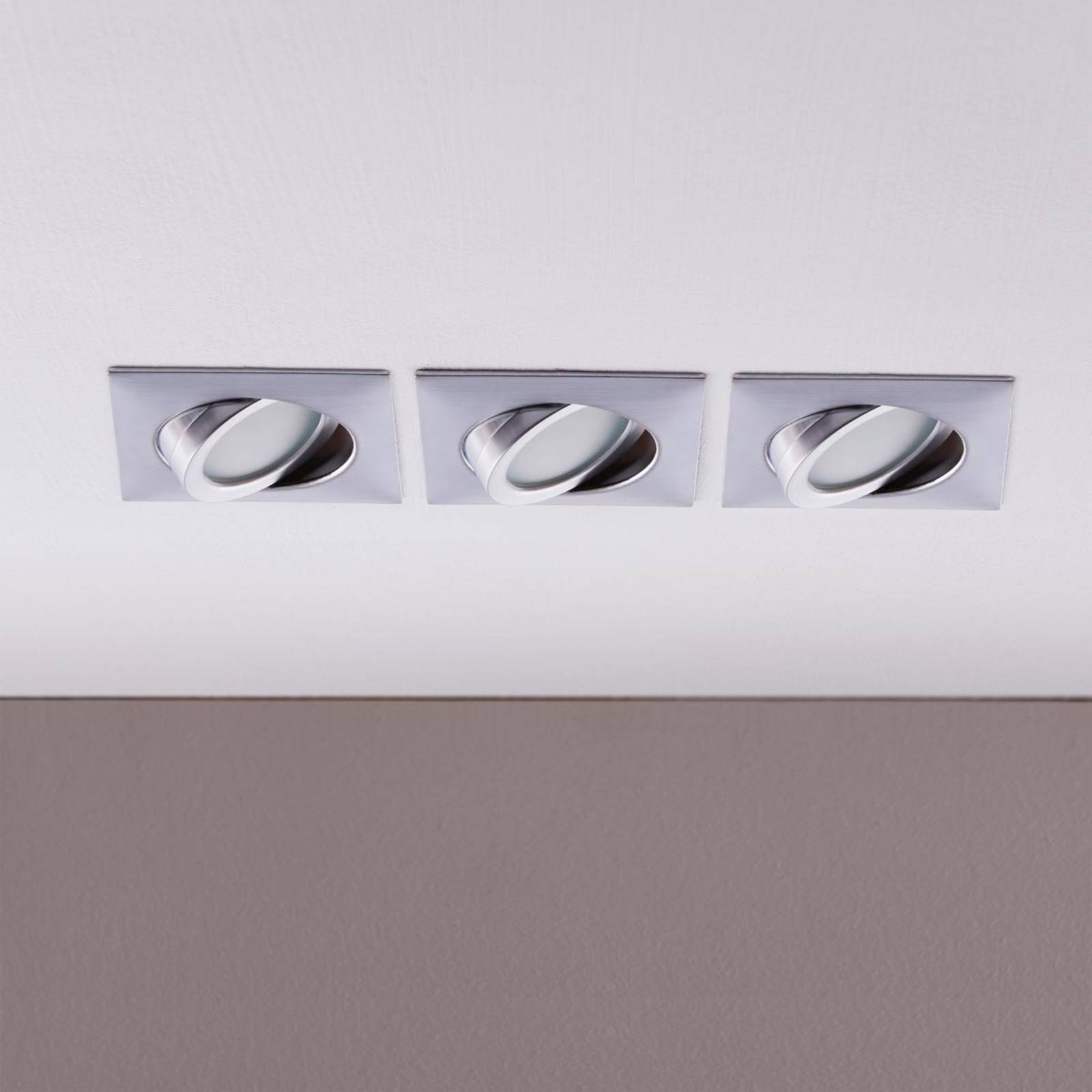 Lindby Inbouwlampen met LED's, hoekig, set van 3 - Lampen24