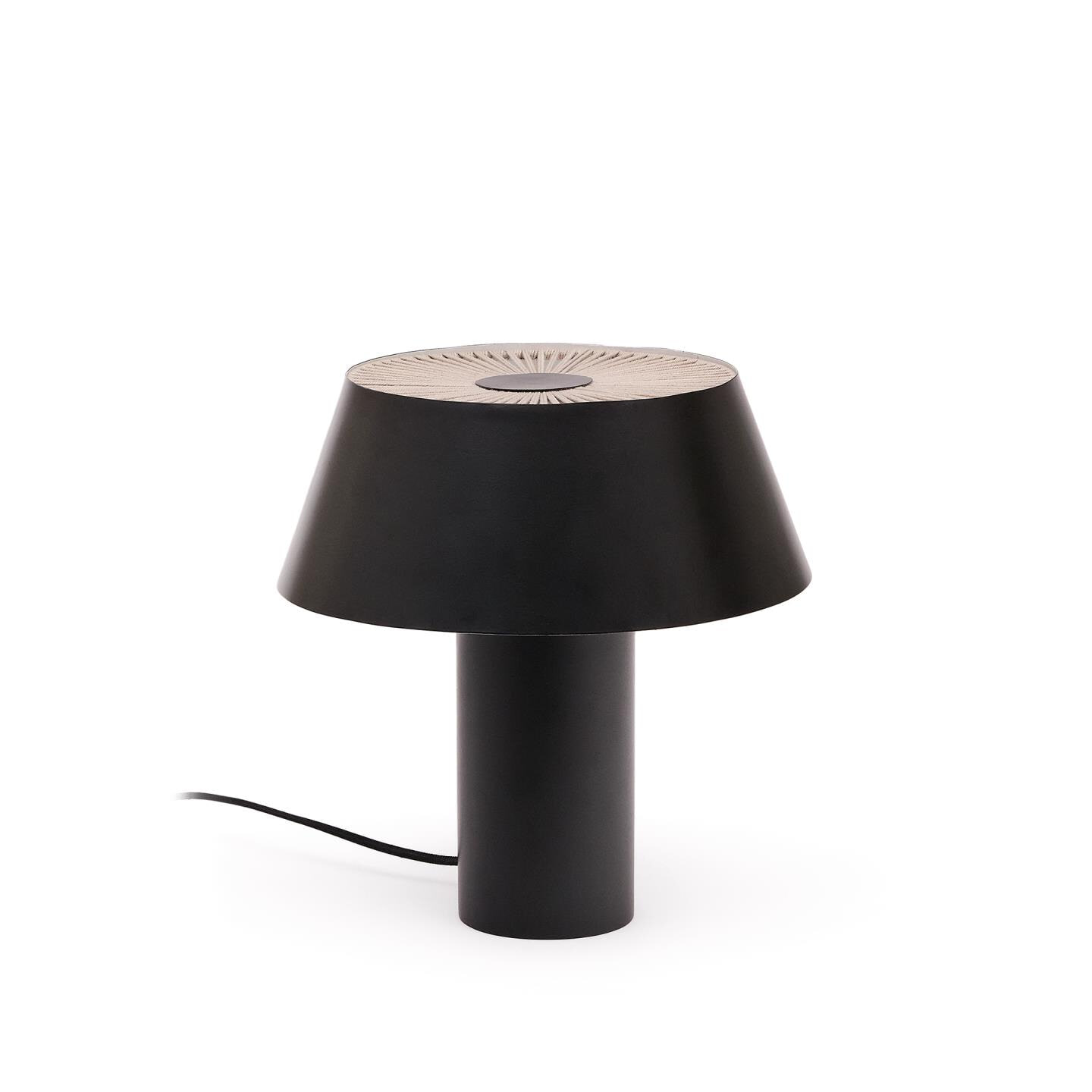 Kave Home Tafellamp Ancare Metaal en gevlochten koord - Zwart