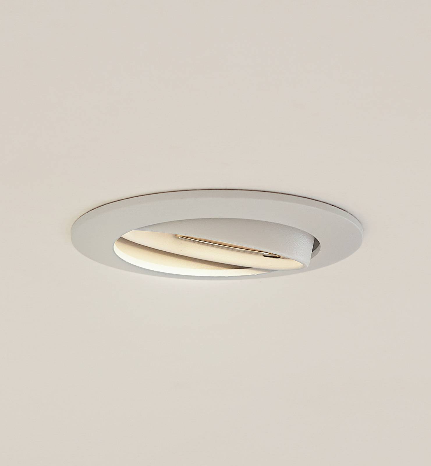 Prios plafond inbouwlamp Fibur, wit, aluminium, Ø 8,2 cm - Lampen24