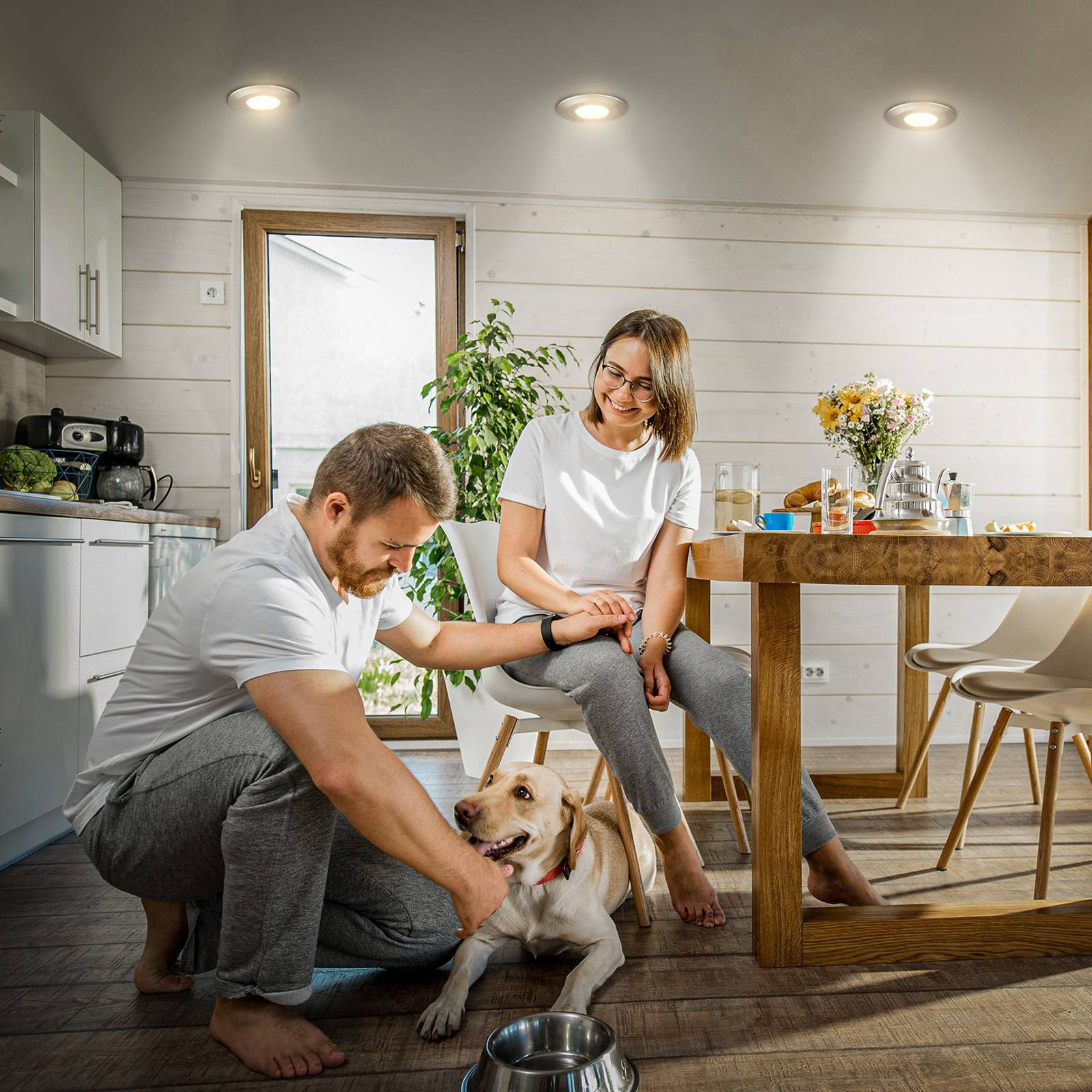 Briloner Klira inbouwlamp, mat nikkel, Ø9cm, IP44, dimbaar, 3 stuks - Lampen24