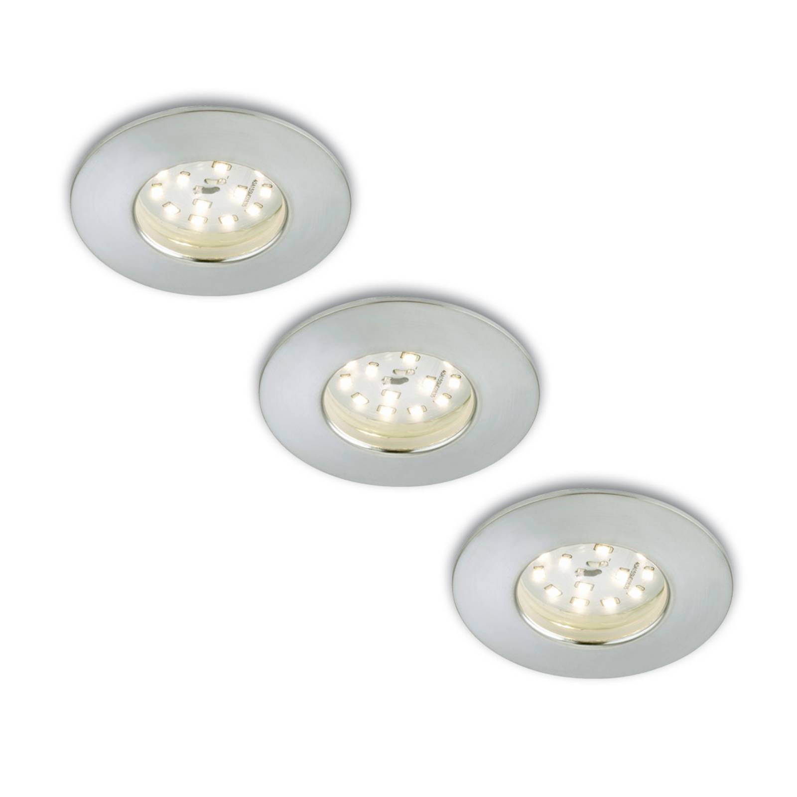 Briloner Set van 3 LED inbouwspots Nikas IP44 aluminium – Lampen24