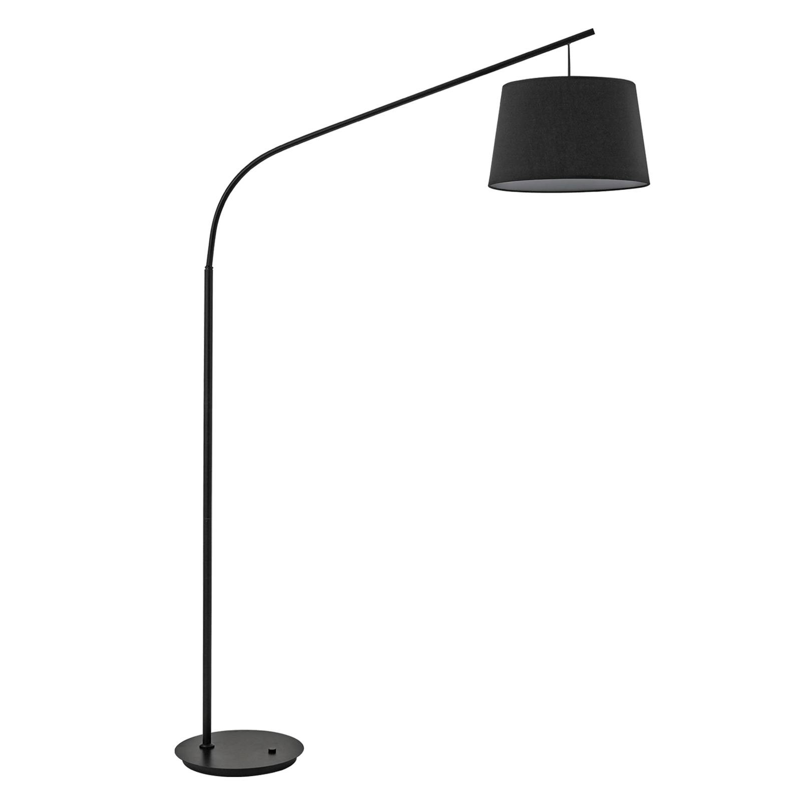 Ideallux Booglamp Daddy met stoffen kap, zwart – Lampen24