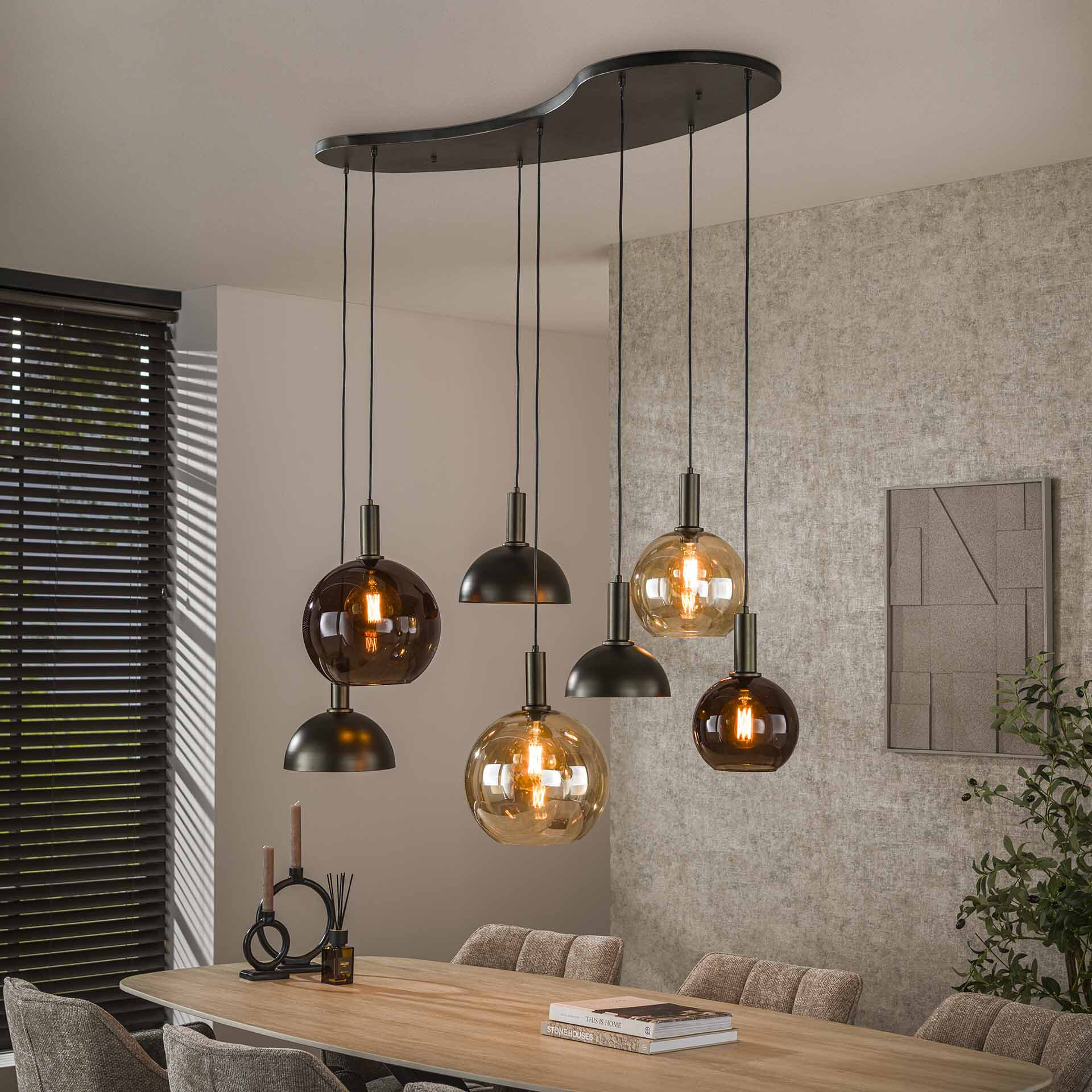 LifestyleFurn Hanglamp Jocelyn Glas en metaal