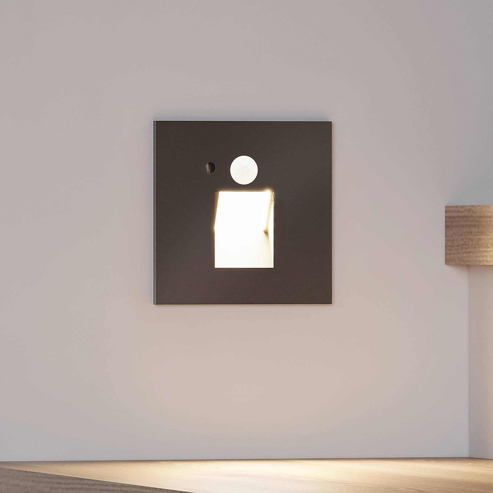 Arcchio Neru LED inbouwlamp sensor hoekig, zwart - Lampen24