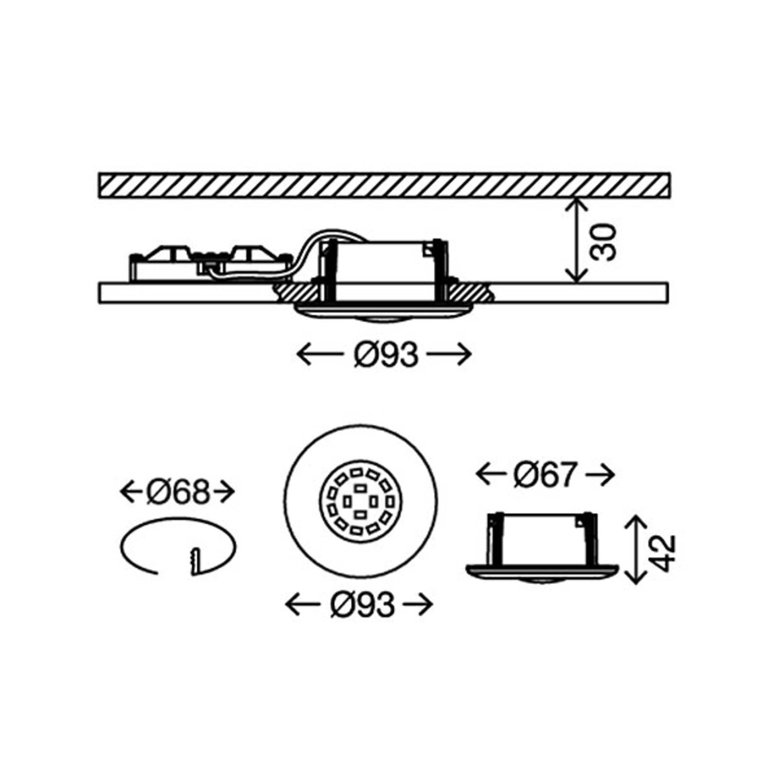 Briloner LED inbouwspot Attach One, mat nikkel, IP65 - Lampen24