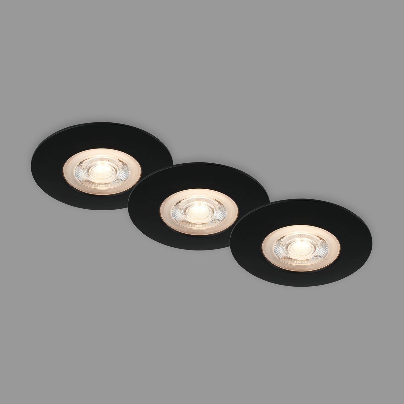 Briloner LED inbouwspot Kulana zwart set van 3 IP65 – Lampen24