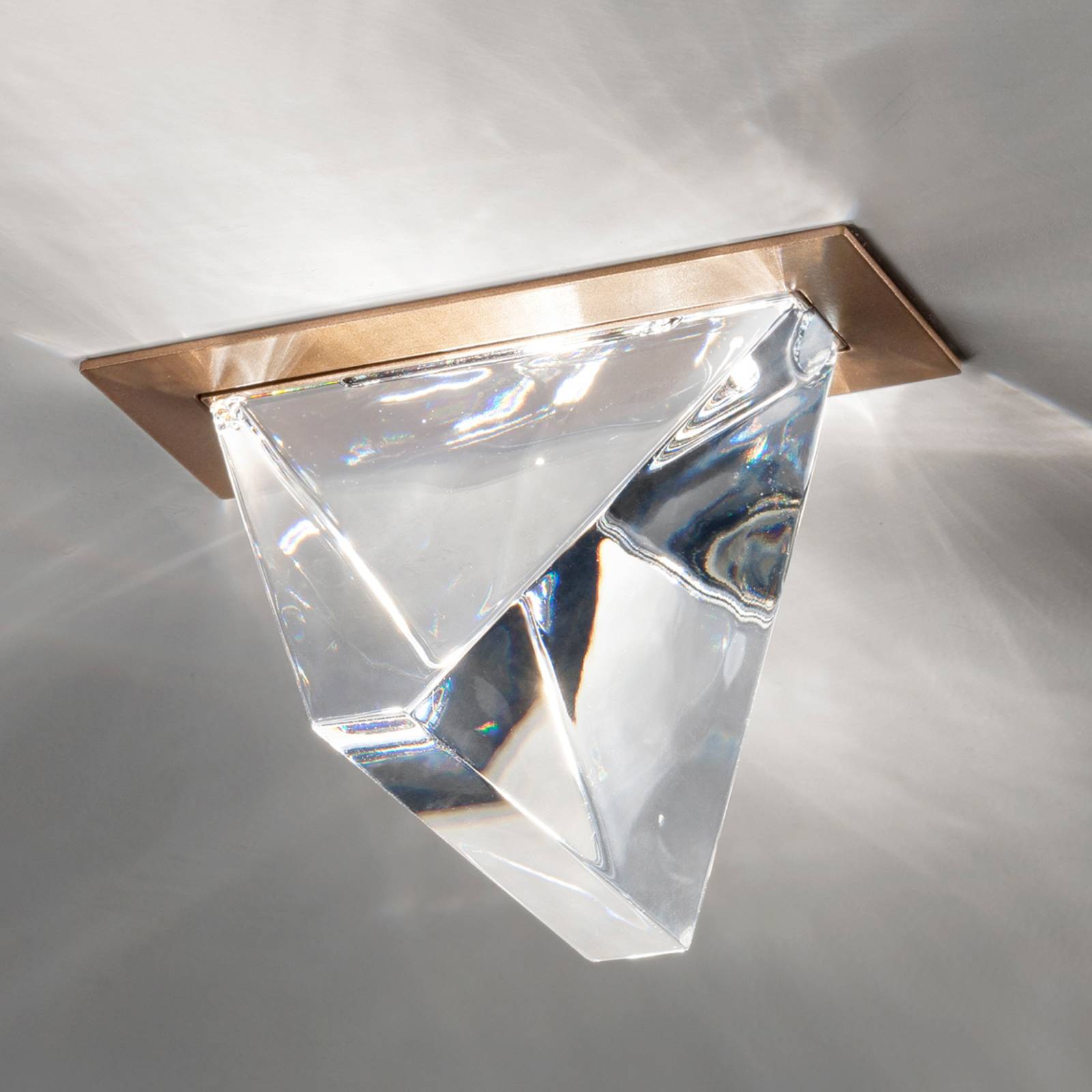 Fabbian LED inbouwlamp Tripla met glas, brons – Lampen24