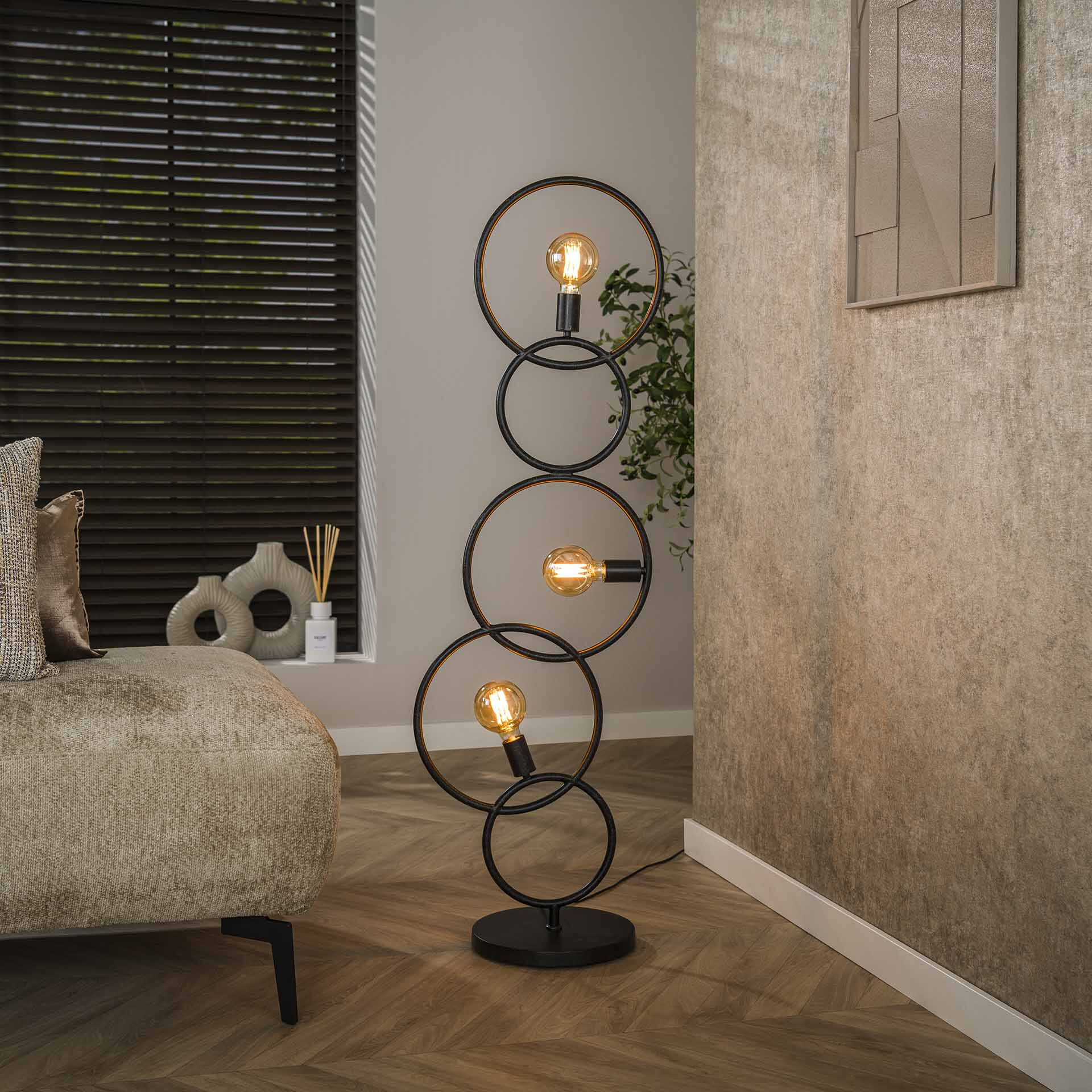 LifestyleFurn Vloerlamp Davion 3-lamps