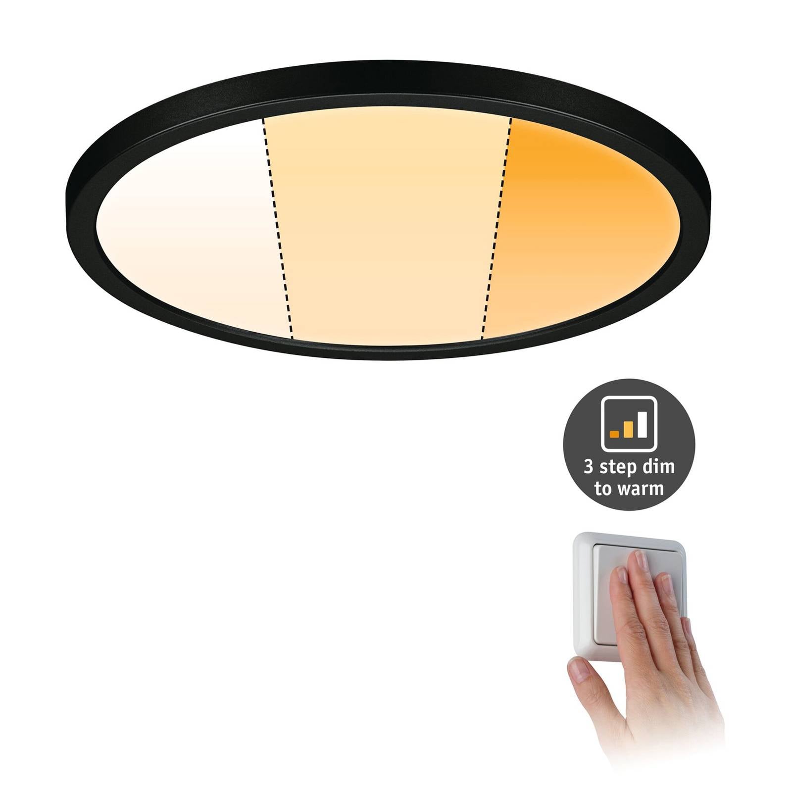 Paulmann Areo Paneel dimtowarm rond zwart Ø23cm – Lampen24