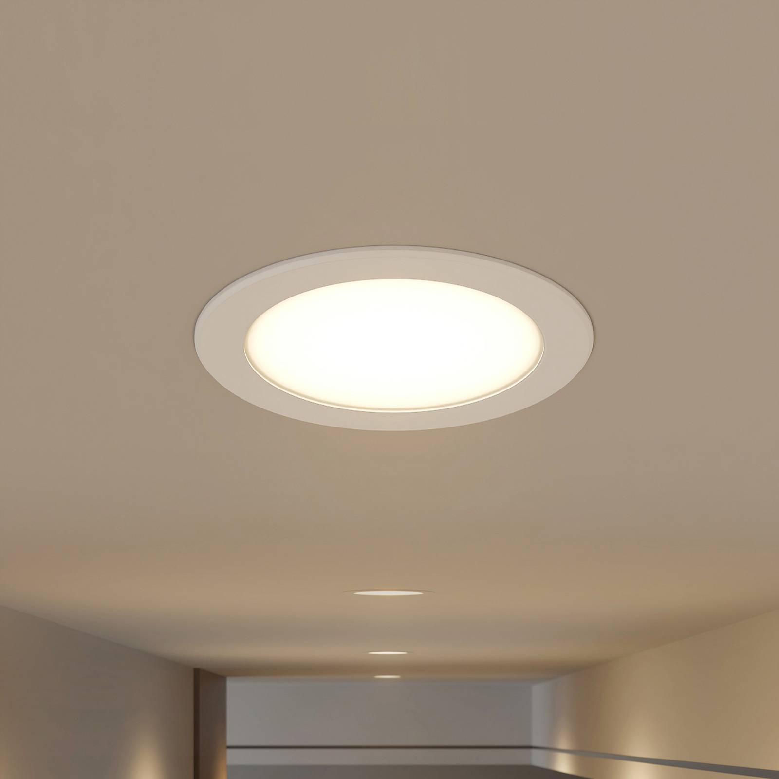 Prios LED inbouwspot Rida, wit. Ø 19 cm, CCT, IP44 – Lampen24