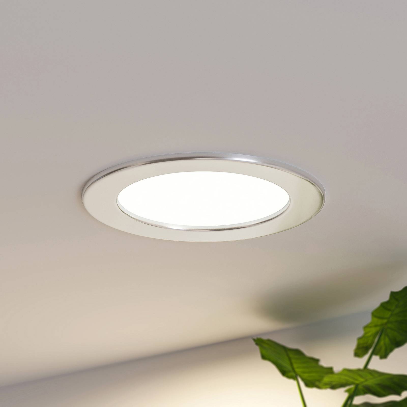 Prios LED inbouwlamp Cadance, zilver, 17 cm, set van 3, CCT – Lampen24