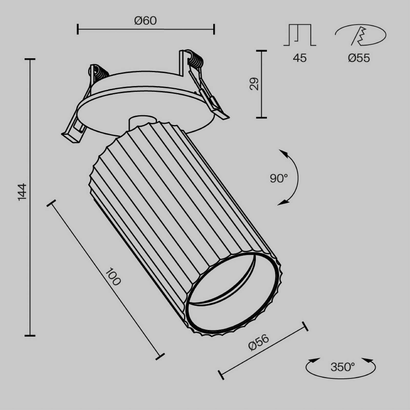 Maytoni Calipso inbouwlamp, wit, draaibaar, GU10 – Lampen24