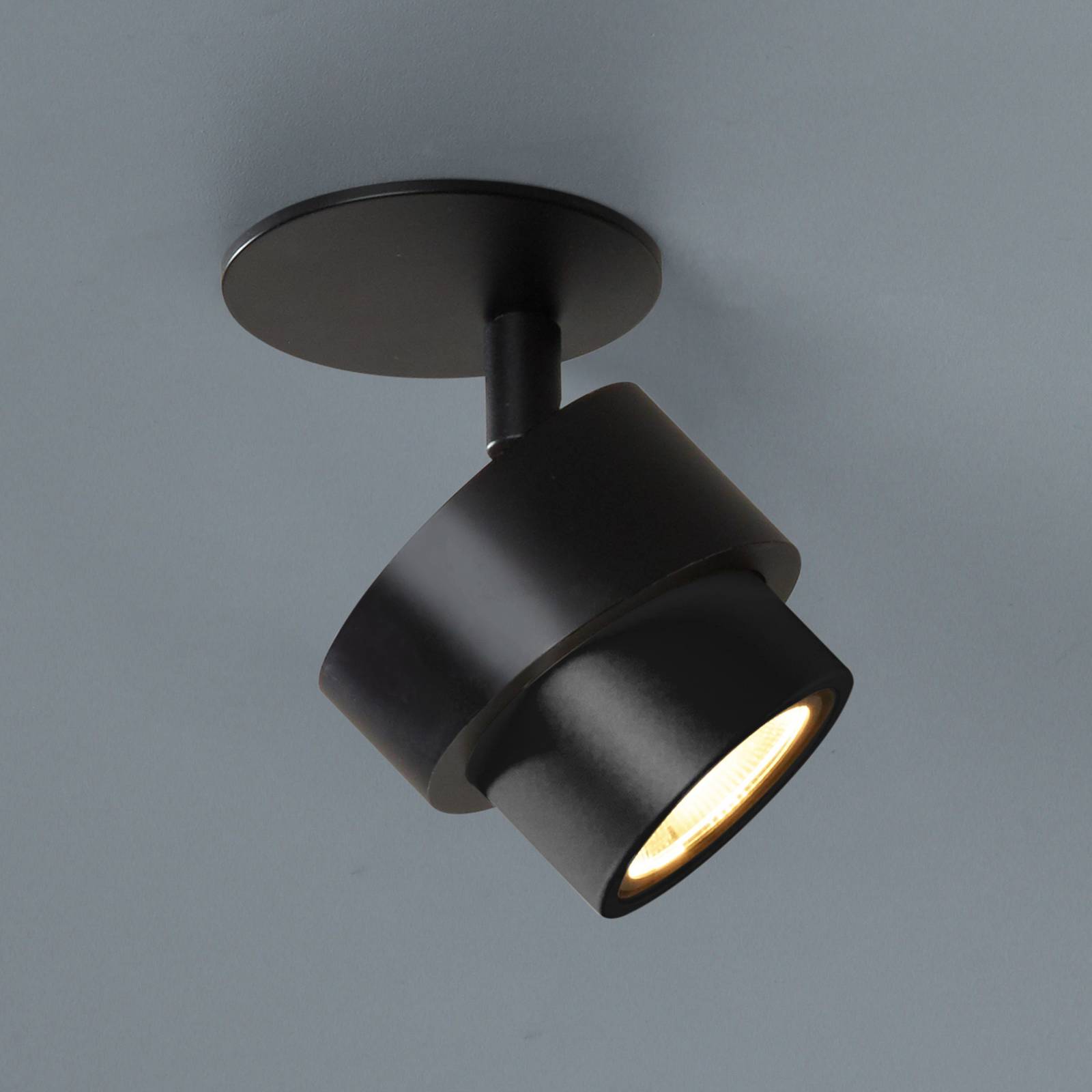 Escale LED inbouwspot BRUSH, zwart, Ø 7 cm, metaal, dimbaar, 2.700 K – Lampen24