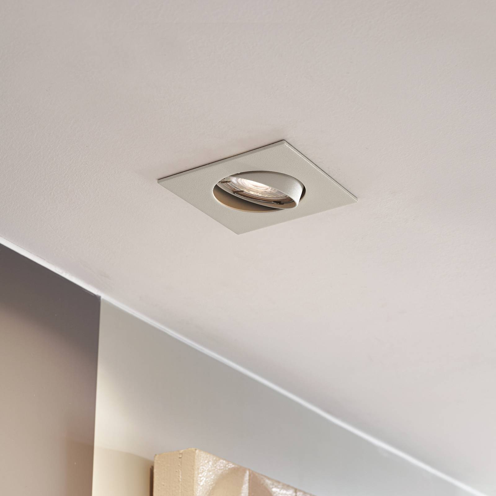 PRIOS inbouwlamp Fibur, beige, 9 cm, GU10, 10 stuks – Lampen24