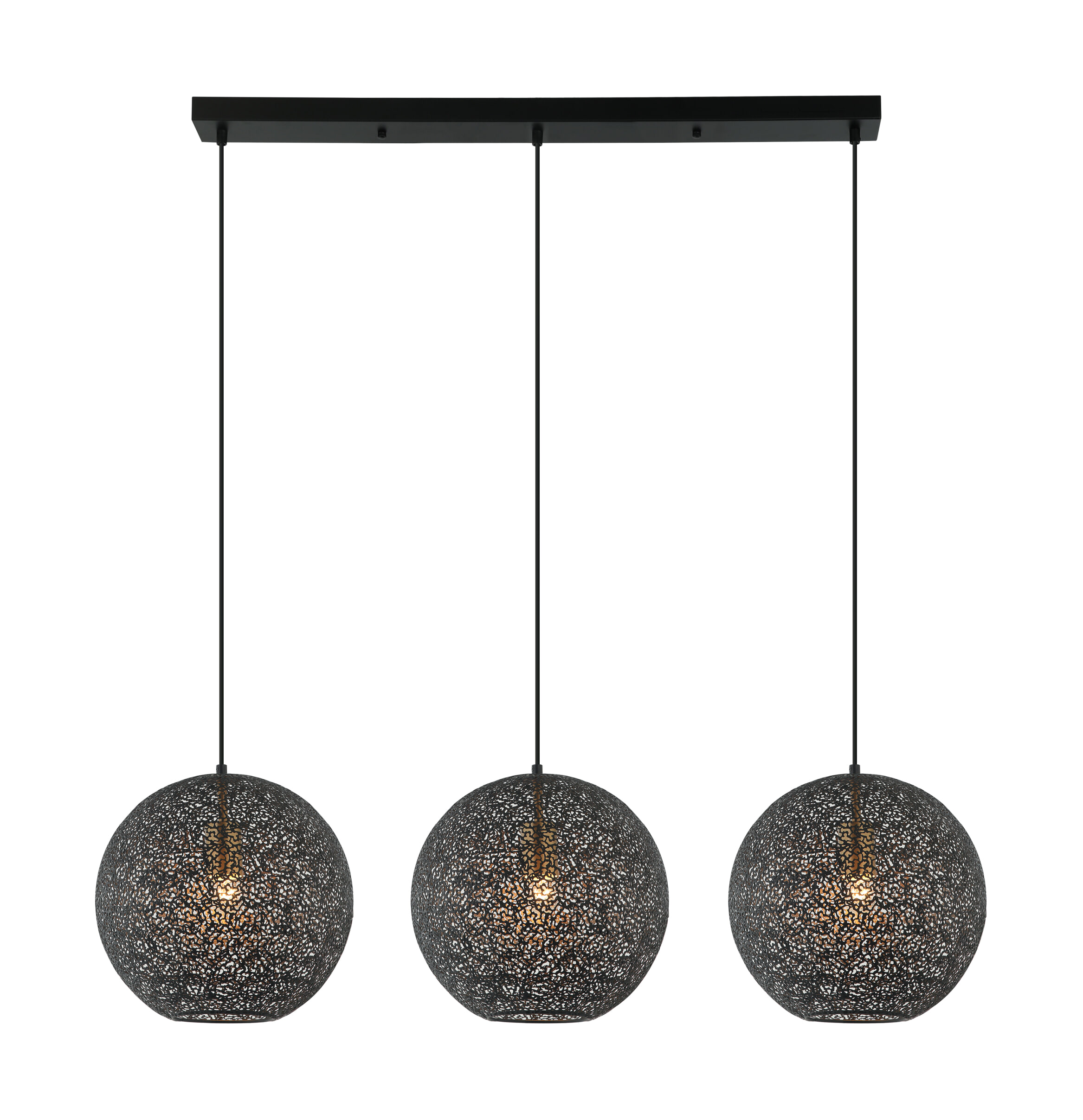 BASE Hanglamp Kasee 3-lamps Metaal - Zwart