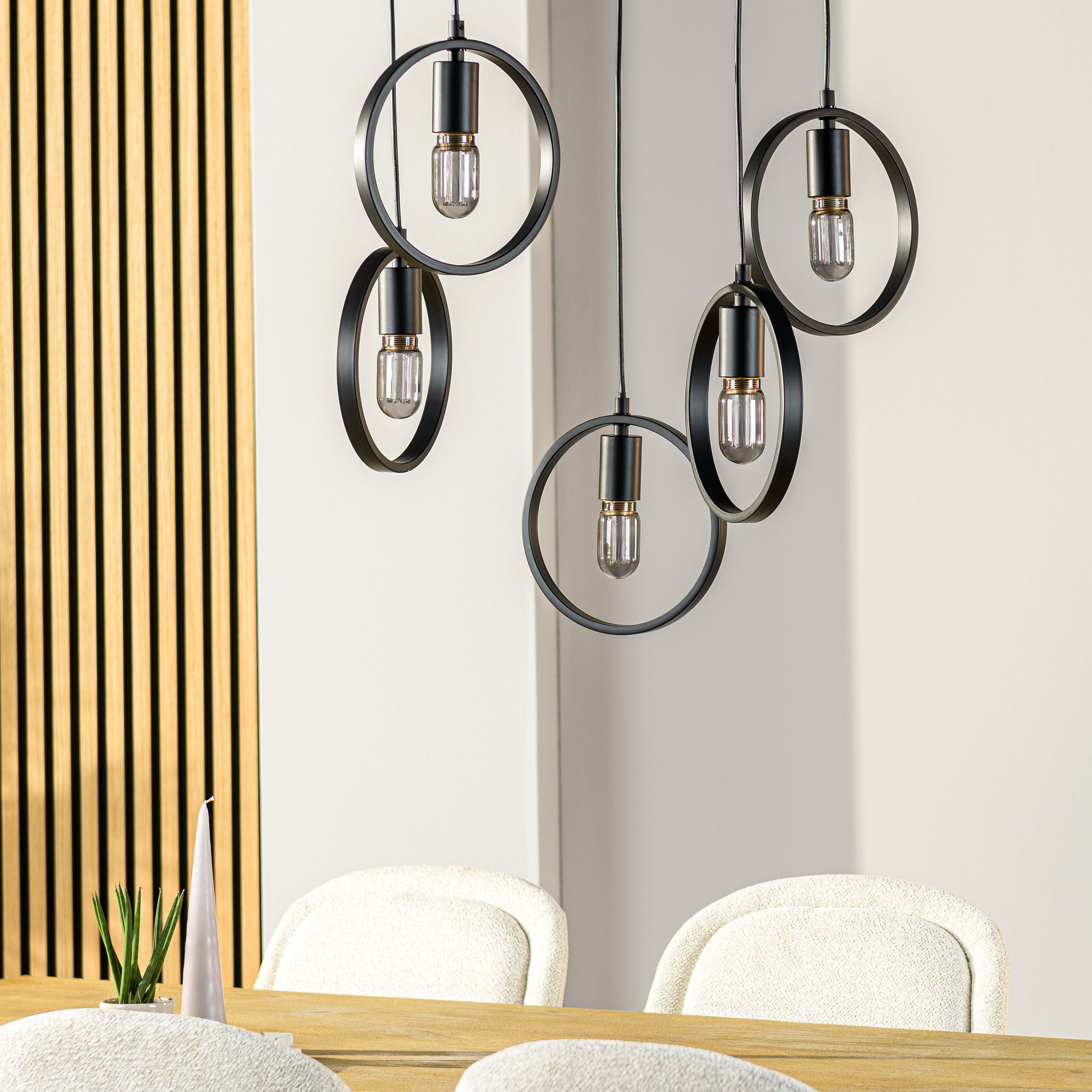 BASE Hanglamp Jadine 5-lamps - Zwart