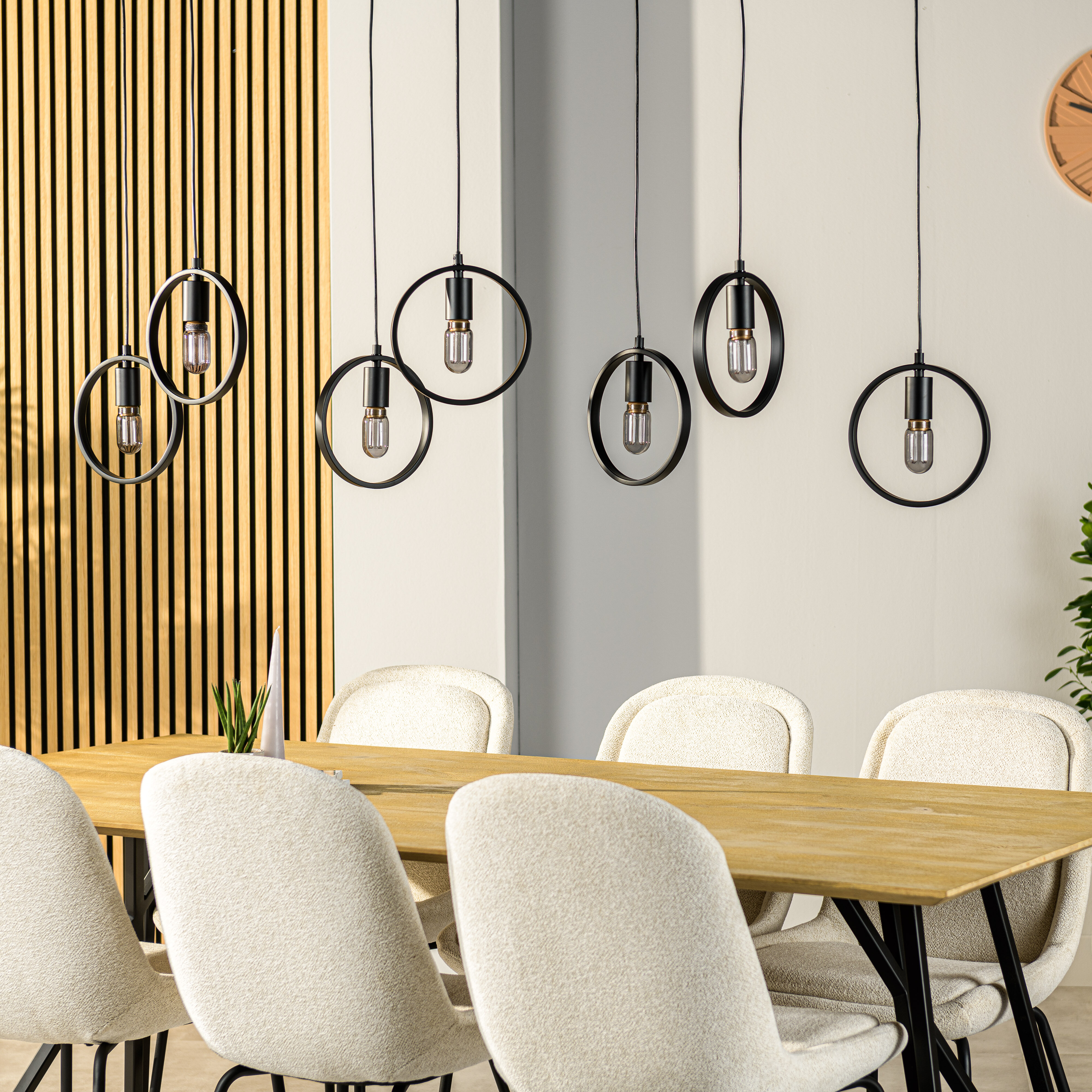 BASE Hanglamp Jadine 7-lamps - Zwart