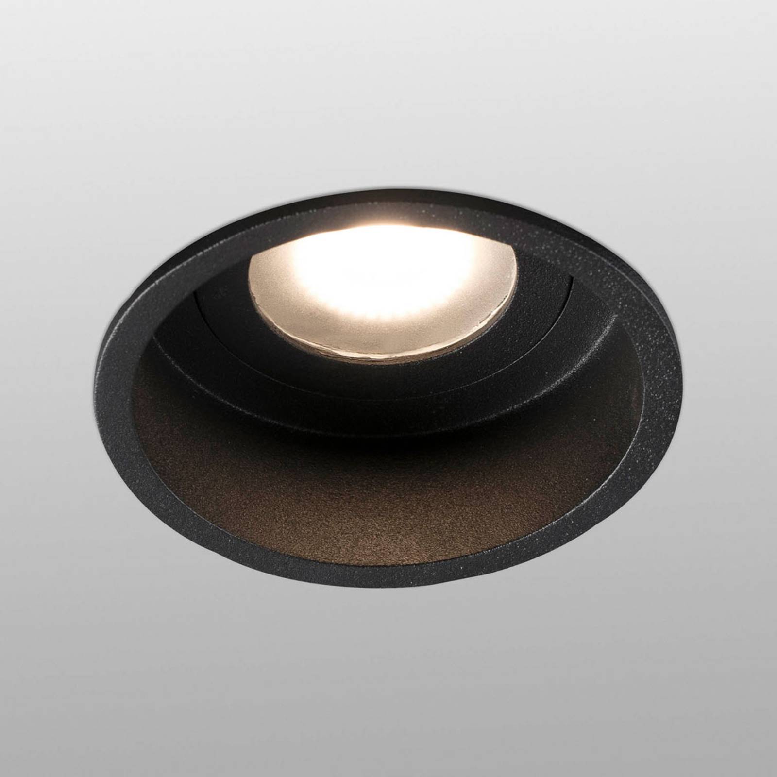 FARO BARCELONA Inbouwspot Hyde 1-lamp frame rond IP44 zwart – Lampen24