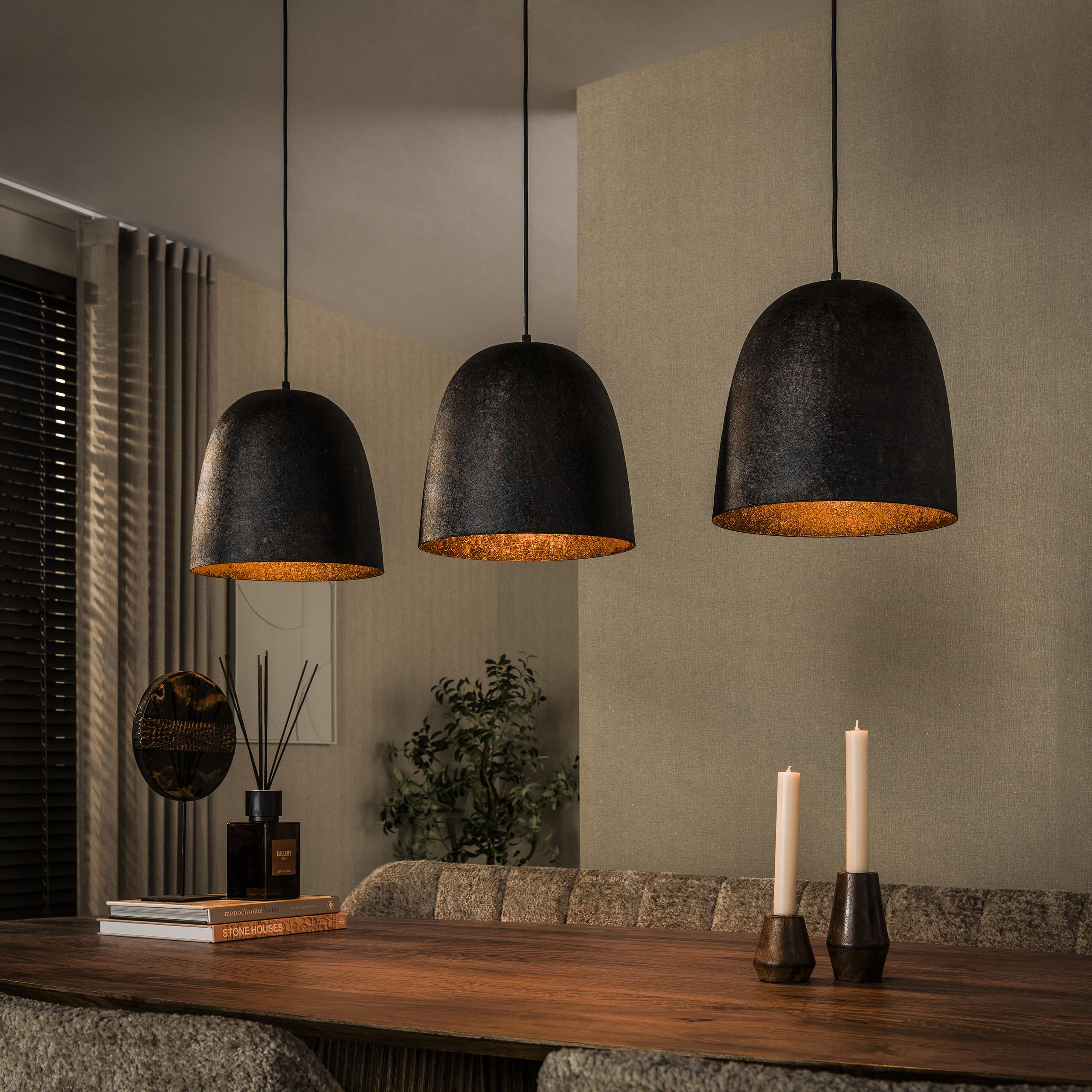 LifestyleFurn Hanglamp Watson 3-lamps - Smoked Brown