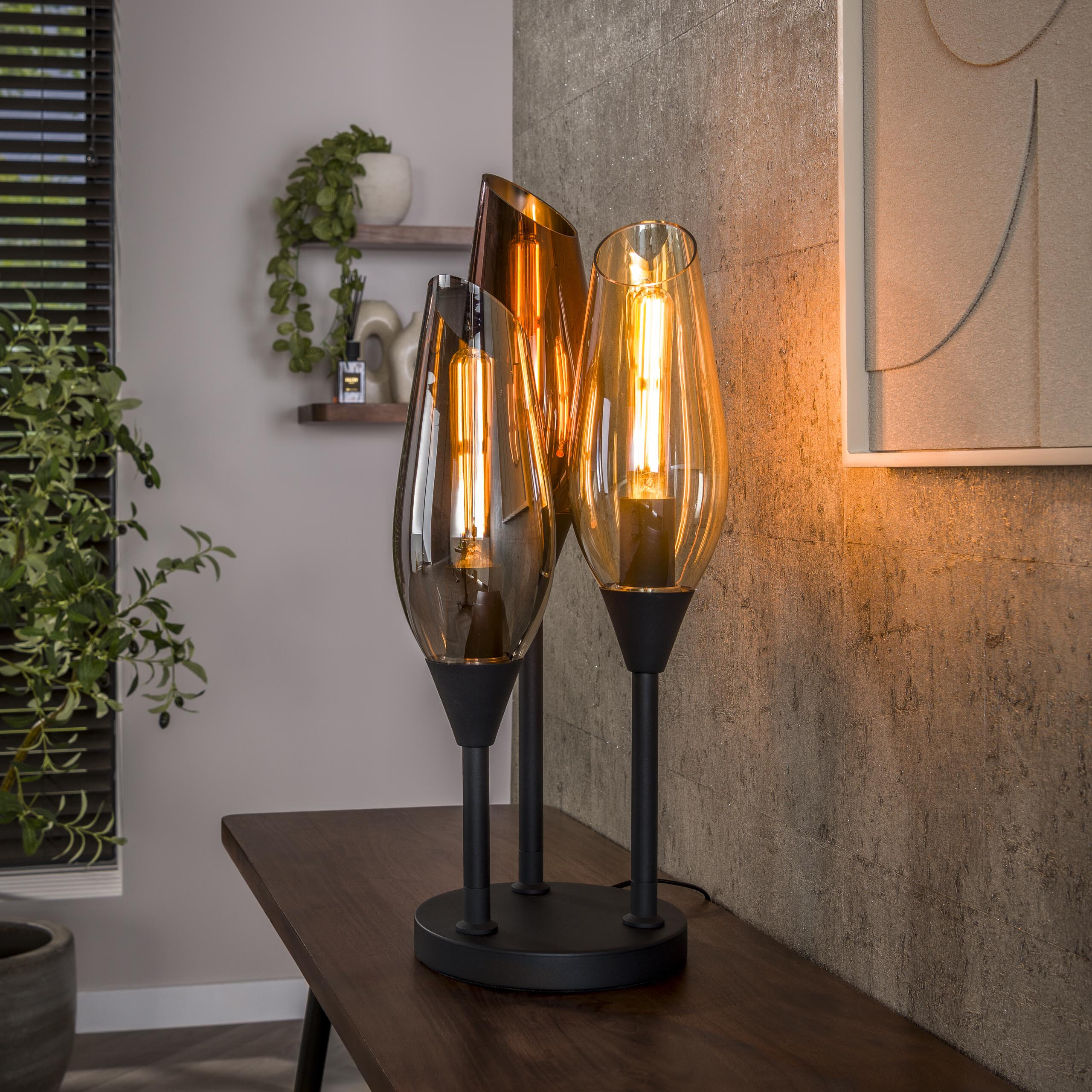 LifestyleFurn Tafellamp Luvia Gemixt glas