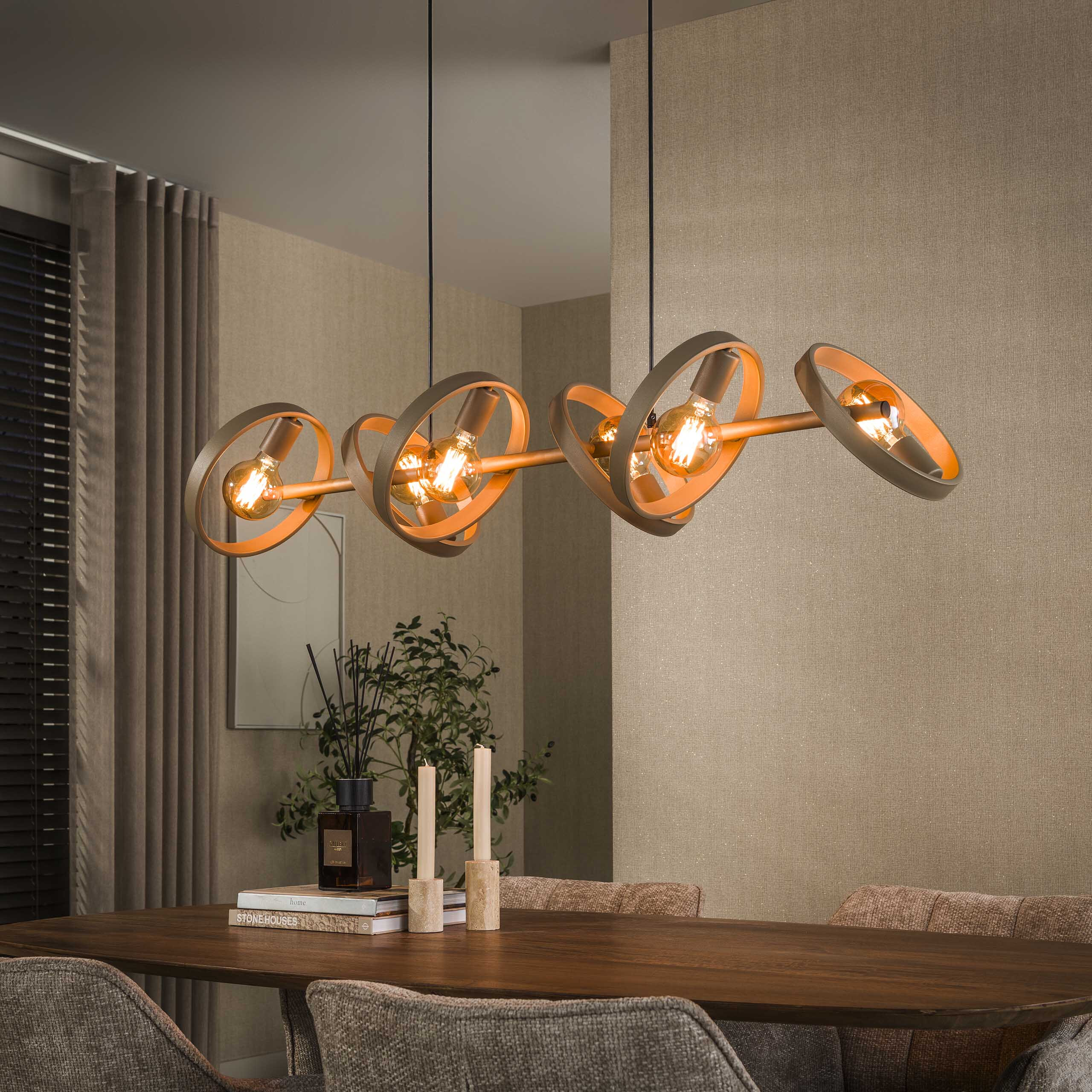 LifestyleFurn Hanglamp Homer 6-lamps - Beige