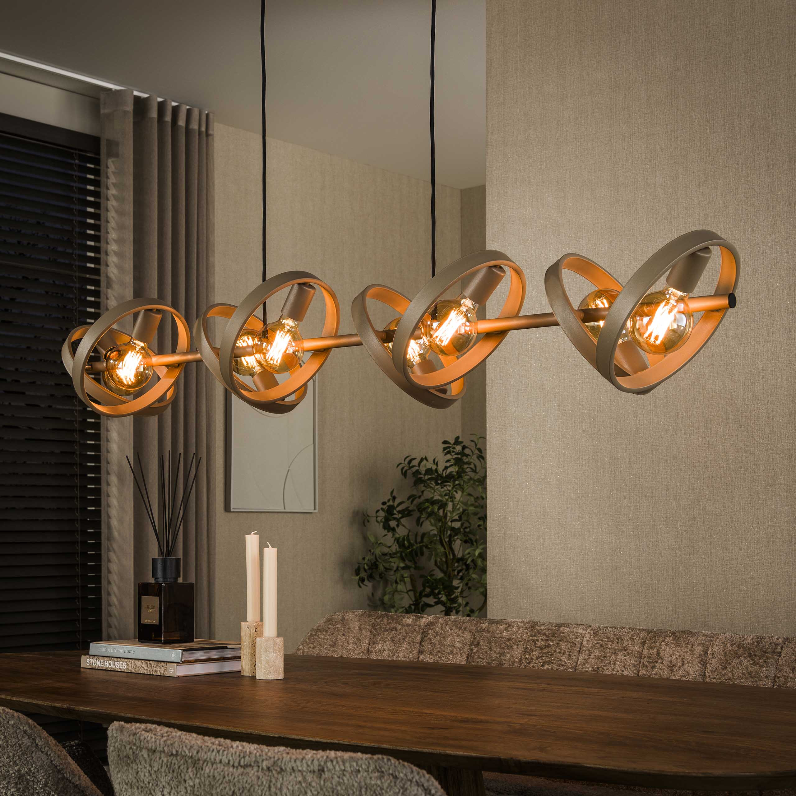 LifestyleFurn Hanglamp Homer 8-lamps - Beige