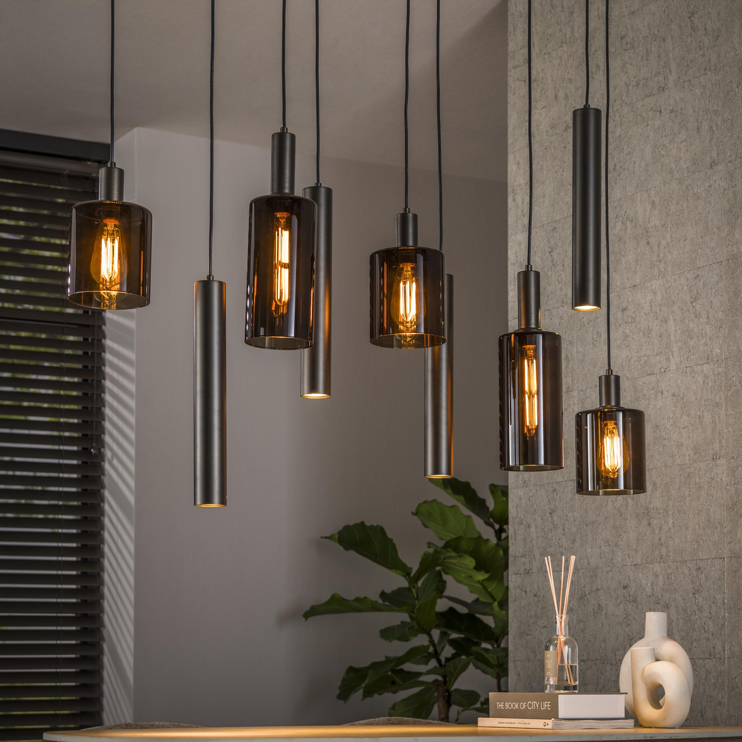 LifestyleFurn Hanglamp Homer Glas en metaal