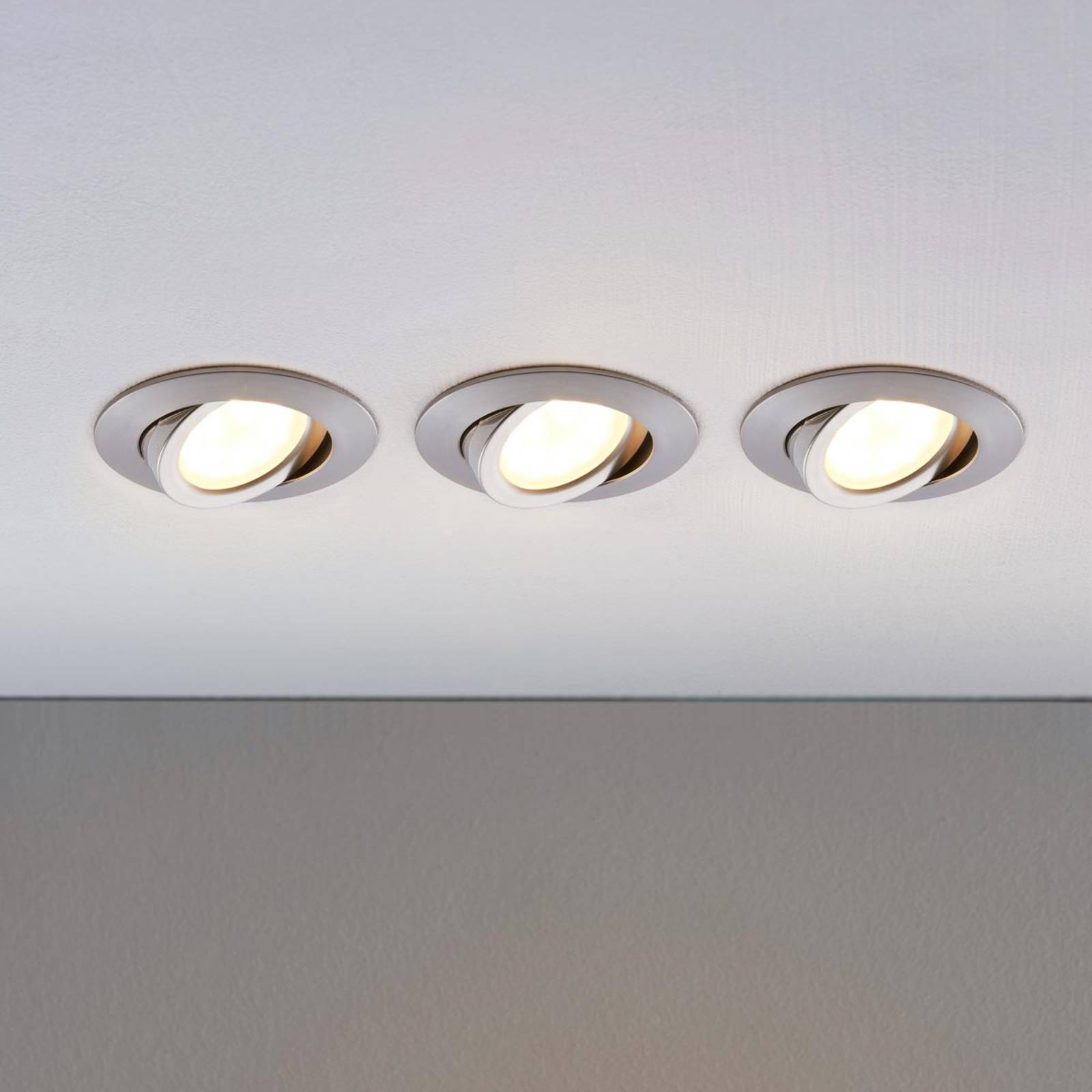 Lindby LED inbouwspot Andrej, rond, aluminium, set van 3 – Lampen24