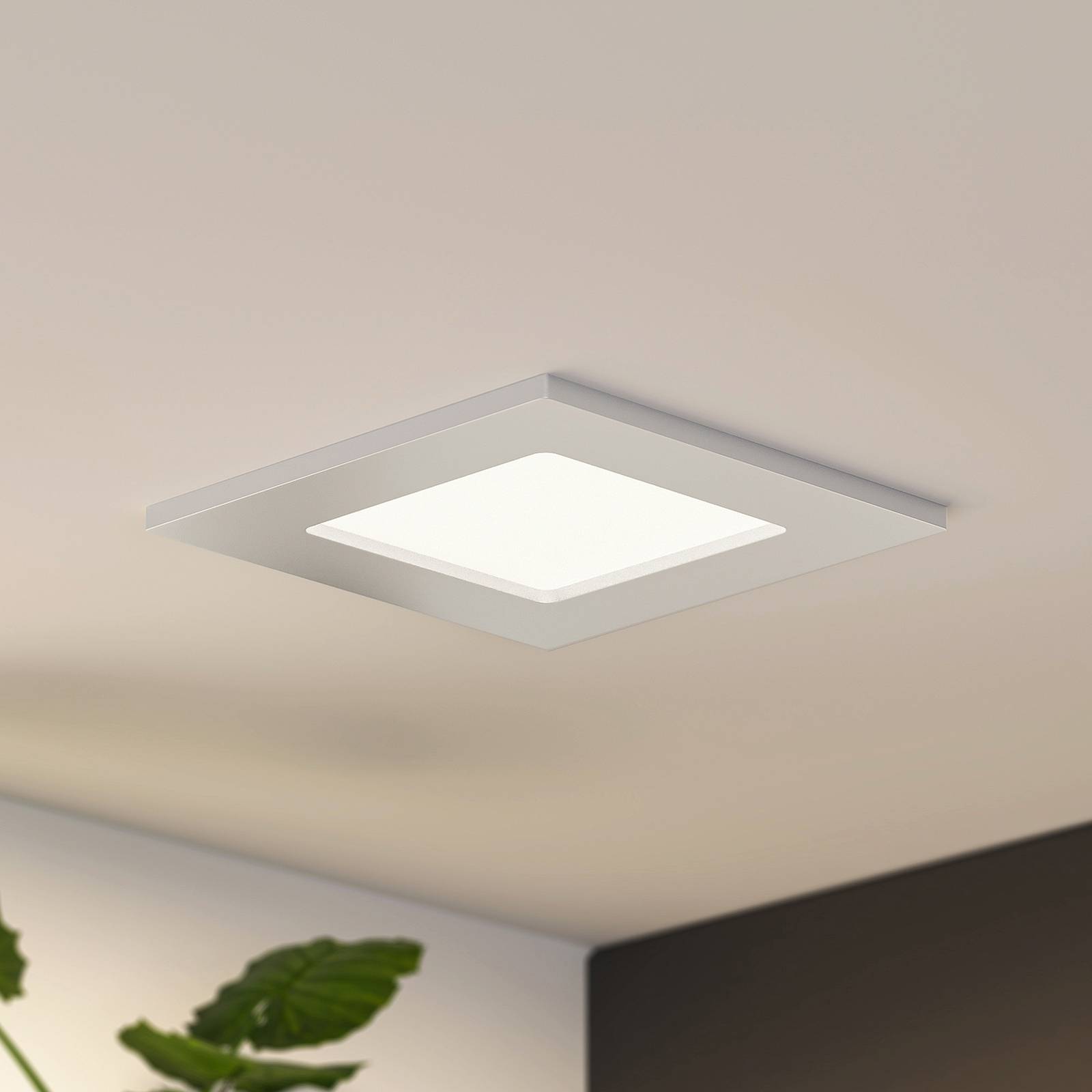 Prios LED inbouwlamp Helina, zilver, 11,5 cm, dimbaar – Lampen24
