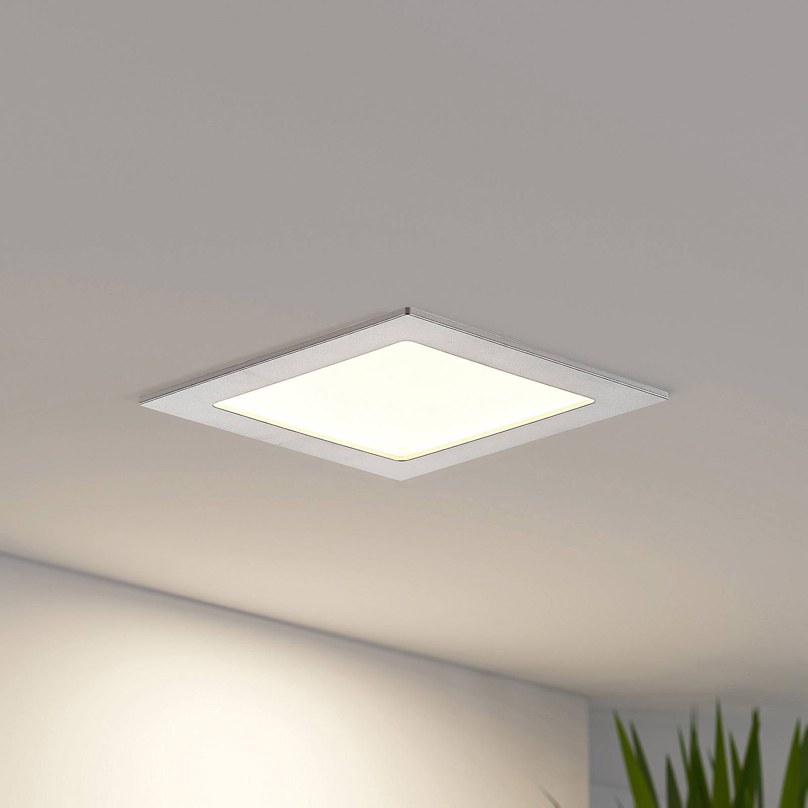 Prios LED inbouwlamp Helina, zilver, 16,5 cm, dimbaar – Lampen24